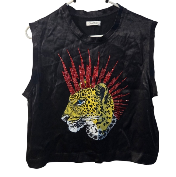 NWT Lauren Moshi Crystal Linette Punk Leopard tank Top - Picture 5 of 10